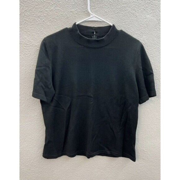 Womens Eric Stevens Sweater Size 12 Black Short Sleeve Mock Neck - Picture 1 of 8